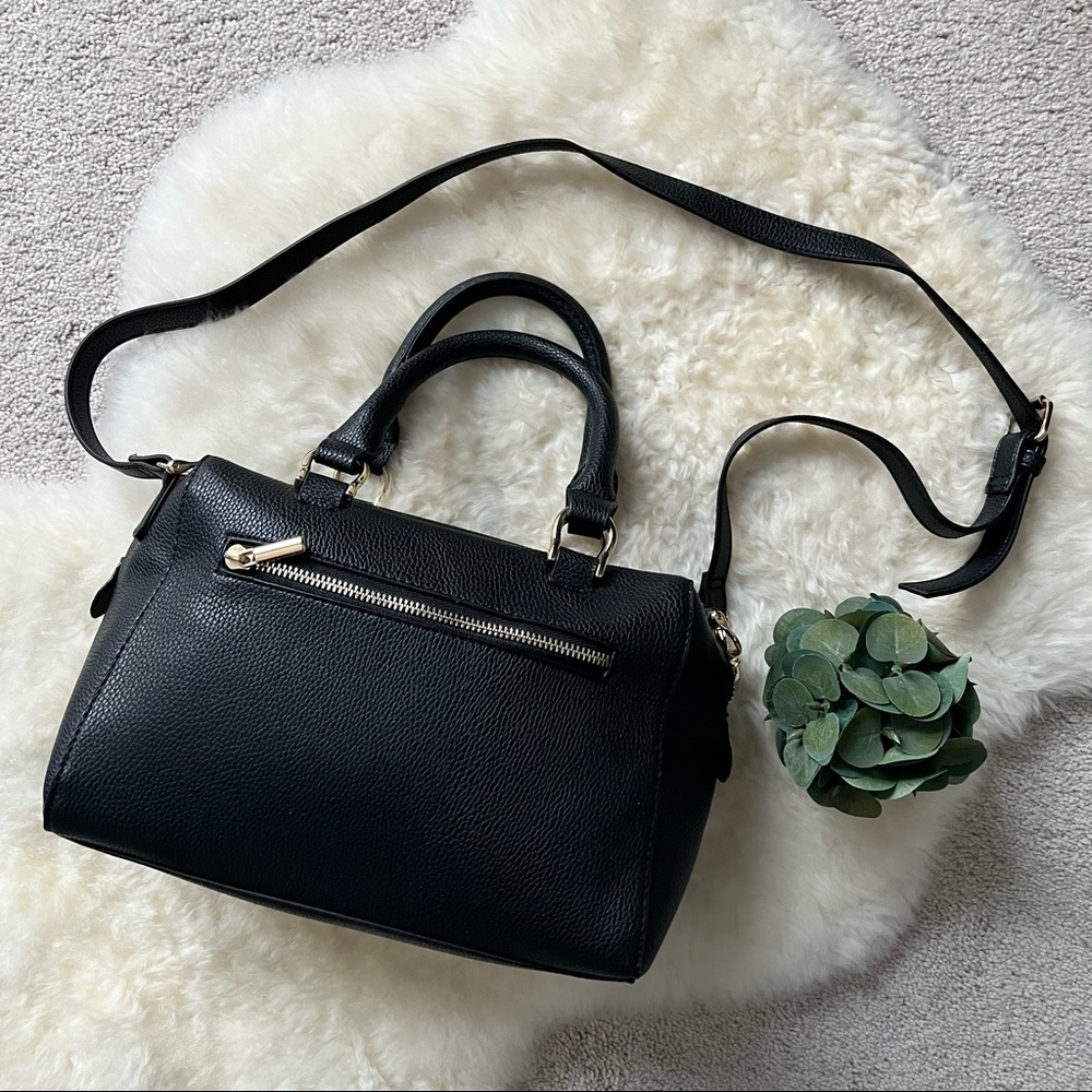 Medium Sized Black and Gold Faux Leather Crossbody with Handles